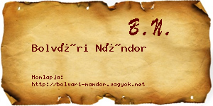 Bolvári Nándor névjegykártya